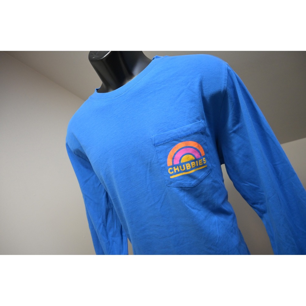Chubbies Long Sleeve T-Shirt Mens Large Blue Graphic Pocket Weekend Excellent